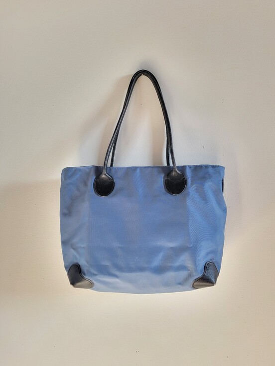 Herve Chapelier Handbags - Classic Hervé Chapelier Baby Blue Nylon Shoulder Tote Bag Black Leather Accents